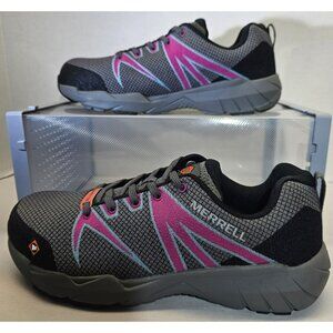 Merrell Woman's Charcoal/Fuchsia Pink/Black Fullbench 55 AlloyToe Sneaker Sz 10M